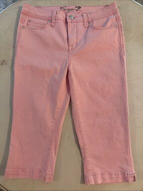 7 For All Mankind pink cropped capri jean pants size 6 Audrey Skimmer